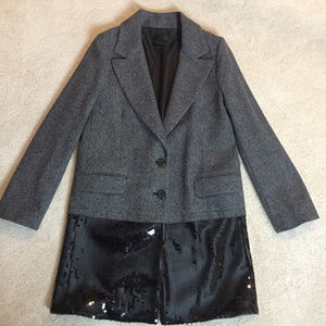 Pinko Gray and Black Sequin Trim Coat